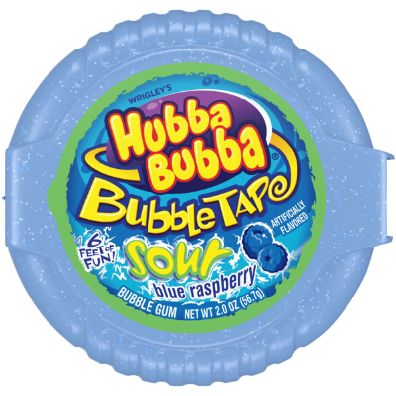 Hubba Bubba Tape Sour Blue Raspberry 56g (12 Per Outer)