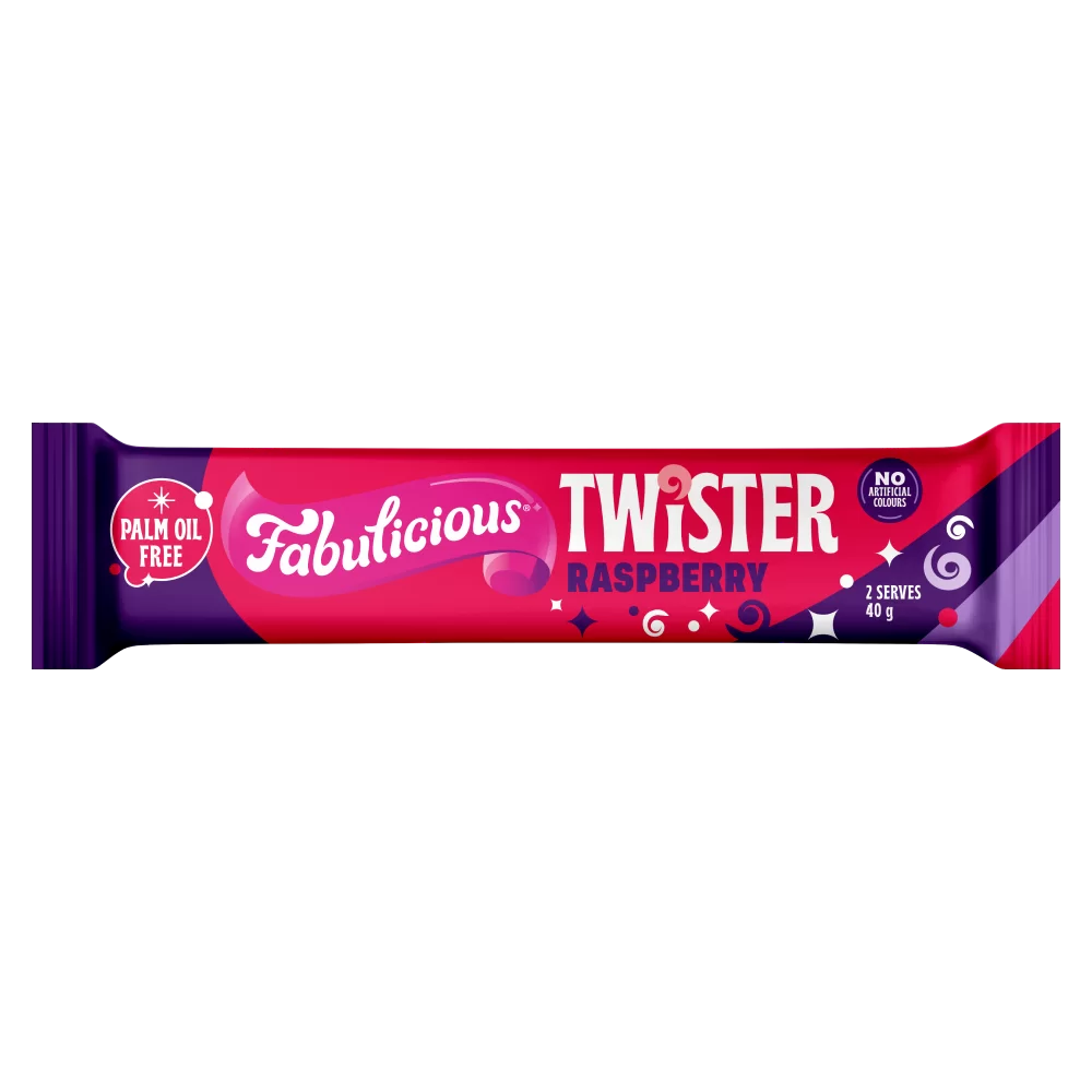 RJ’s Fabulicious Raspberry Twister 40g (24 Per Outer)