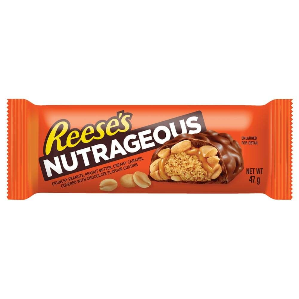 REESE’S NUTRAGEOUS Milk Chocolate Peanut Butter Candy Bar 47g (18 Per Outer)