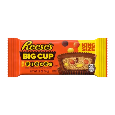 REESE’S STUFFED WITH PIECES Big Cup Milk Chocolate King Size Peanut Butter Cups 79g (16 Per Outer)