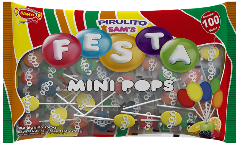 Pirulito Sam’s Festa Mini Pops (12 Per Outer)