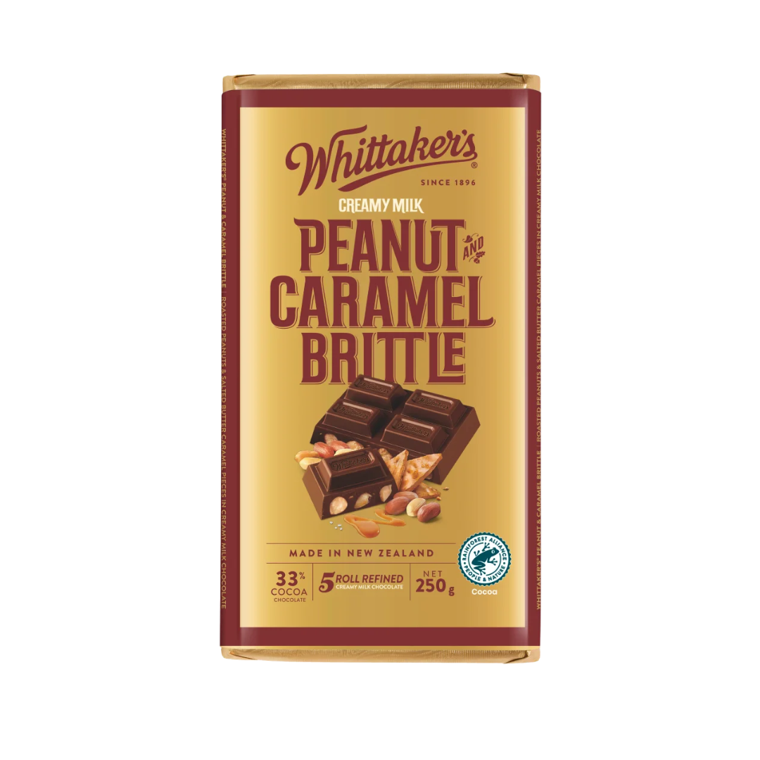 Whittakers Block Peanut Caramel Brittle 250g (12 Per Outer)