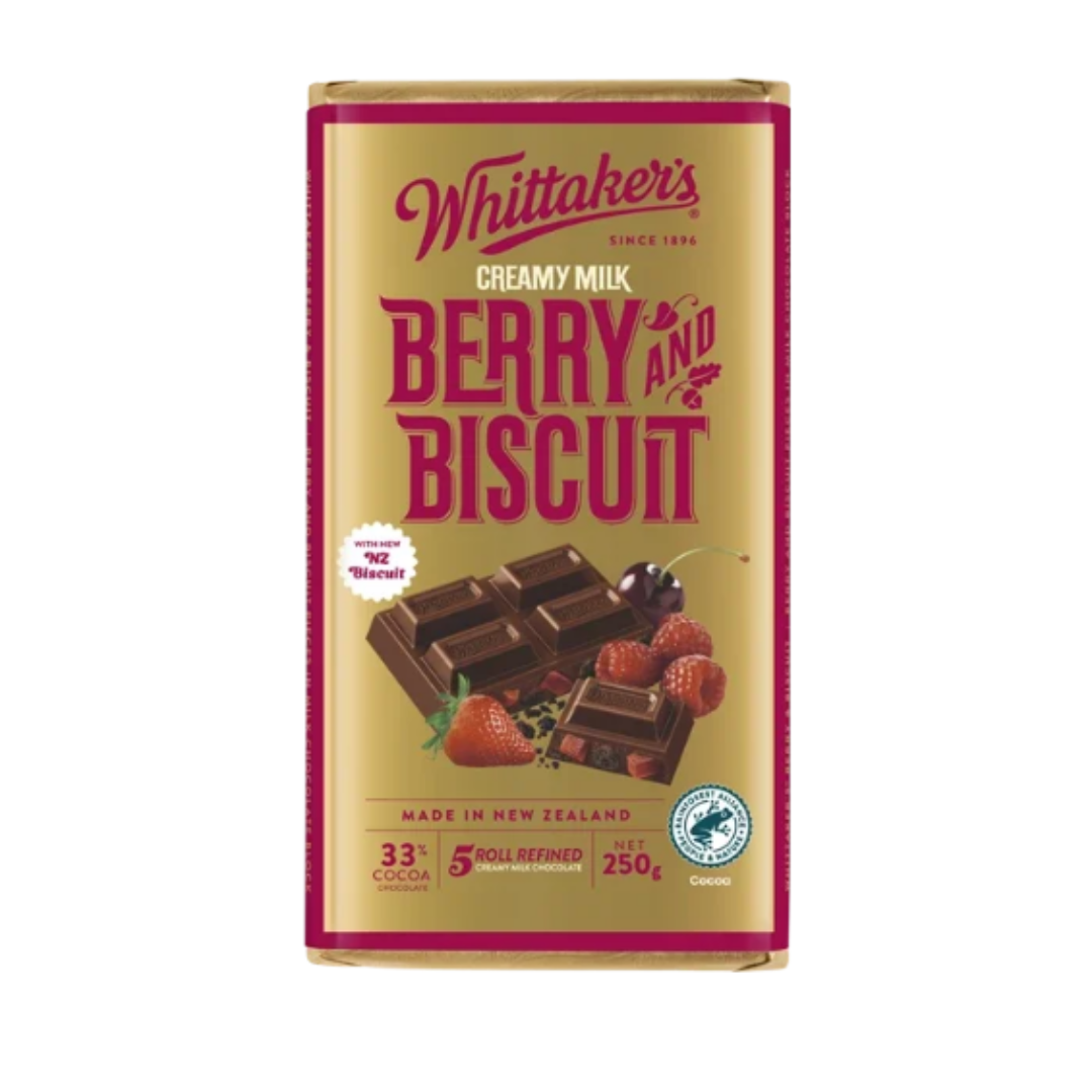 Whittakers Block Berry and Biscuit 250g (12 Per Outer)