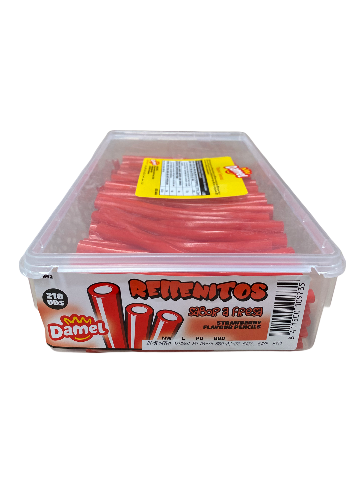 Damel Strawberry Pipes 210 Pieces (1 Per Outer)