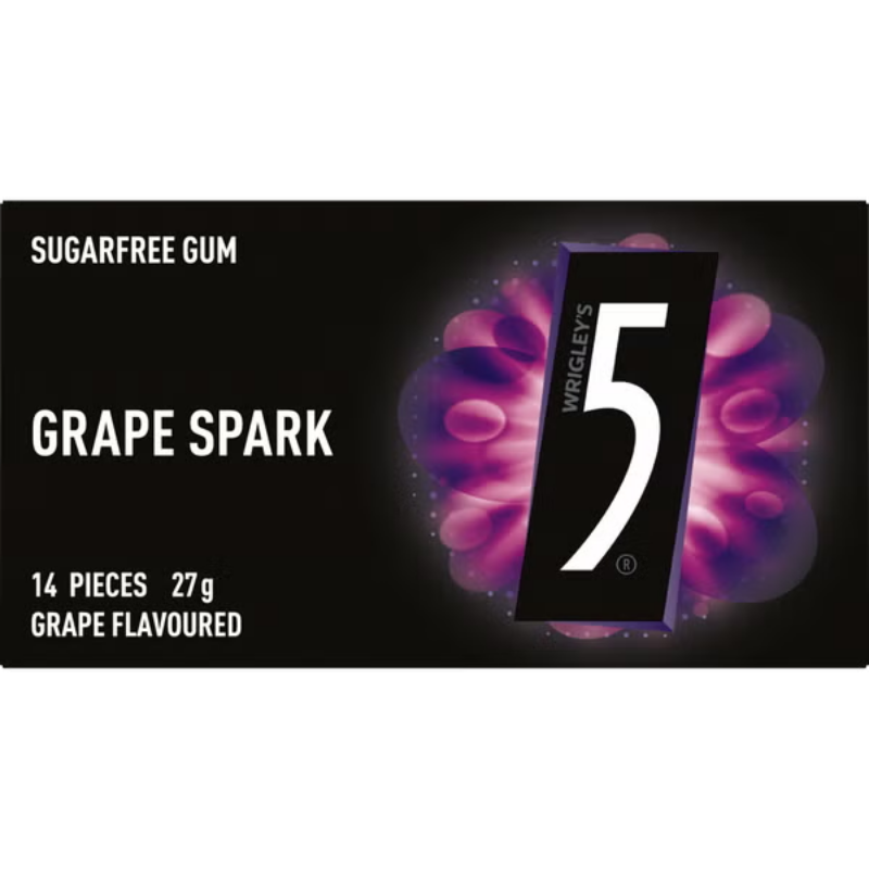 5 Gum GRAPE SPARK Sugarfree Chewing Gum 27 g (24 per Outer)