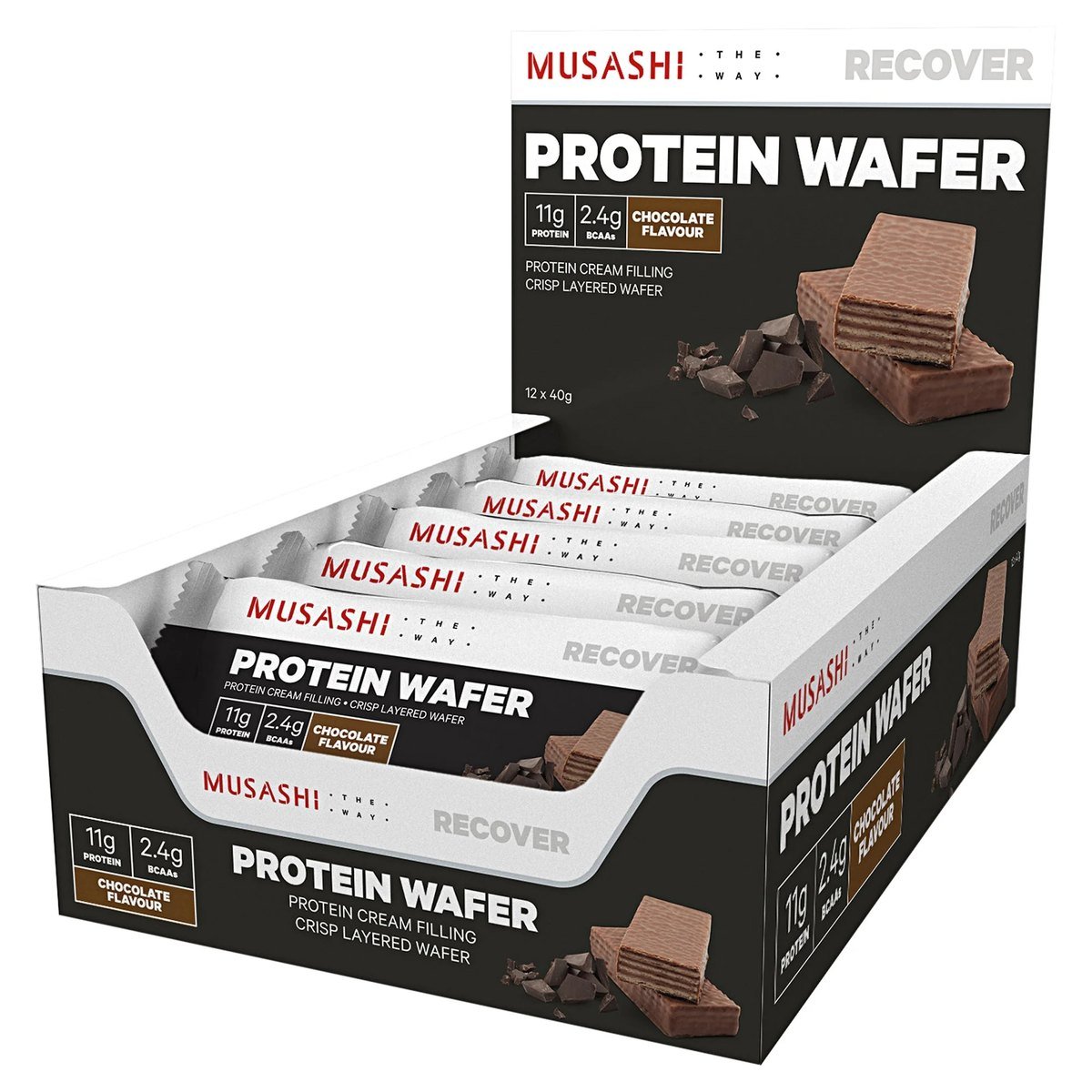 MUSASHI PROTEIN WAFER CHOCOLATE 40g 12units
