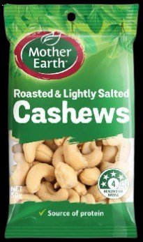 MOTHER EARTH ROASTED CASHEWS 50g 12units
