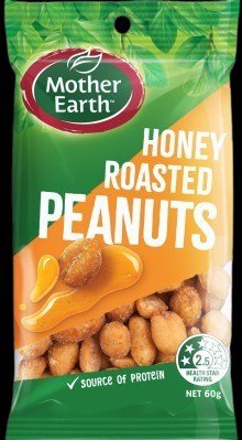 MOTHER EARTH HONEY ROASTED P/NUTS 60g 12 units