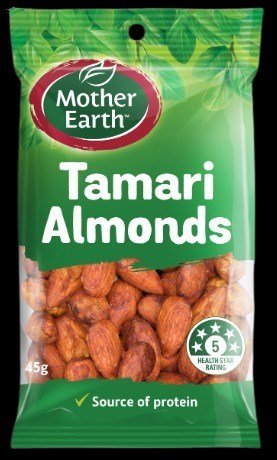 MOTHER EARTH TAMARI ALMONDS 50g 12units