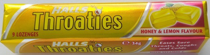 HALLS THROATIES LEMON & HONEY 34g 20units
