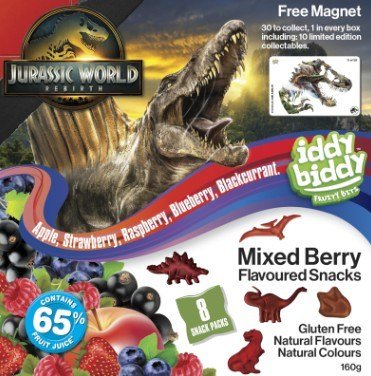 IDDY BIDDY JURASSIC WORLD MIXED BERRY SNACKS 160g 6units