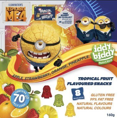 IDDY BIDDY DESPICABLE ME TROPICAL FRUIT SNACKS 160g 6units